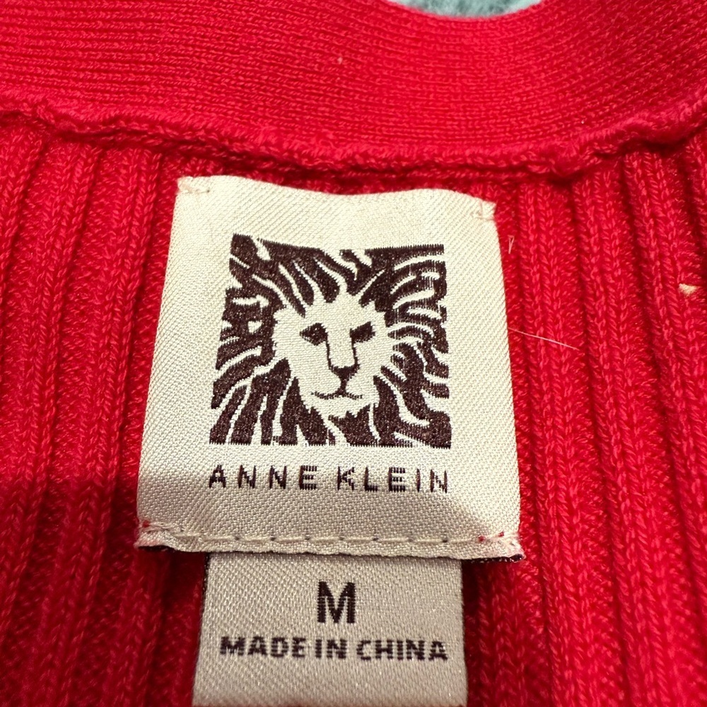 Anne Klein Red Knit  Cardigan with Gold Tone Buttons Size M - Picture 5 of 6